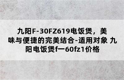 九阳F-30FZ619电饭煲，美味与便捷的完美结合-适用对象 九阳电饭煲f一60fz1价格